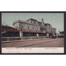 ESTACION DE FERROCARRIL ANTIGUA TARJETA POSTAL SANTA FE A COLOR